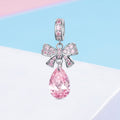 Pink Bowknot 925 Sterling Silver Dangle Charm - jolics