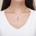 Pink Bowknot 925 Sterling Silver Dangle Charm - jolics