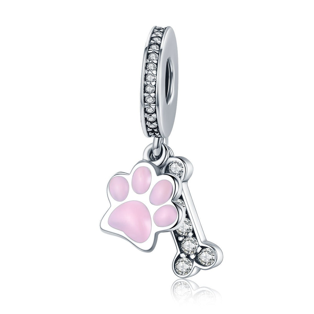 Pink Dog Claw 925 Sterling Silver Dangle Charm - jolics