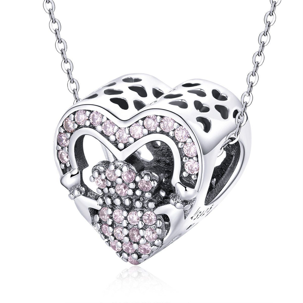 Pink Heart 925 Sterling Silver Bead Charm - jolics