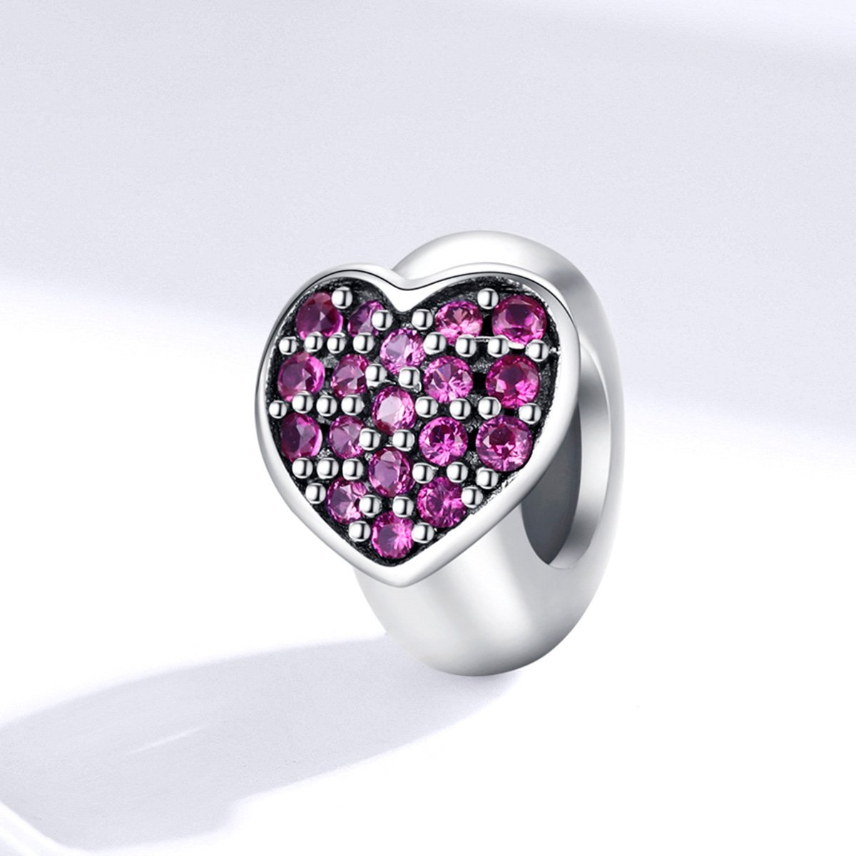 Pink Heart 925 Sterling Silver Bead Charm - jolics