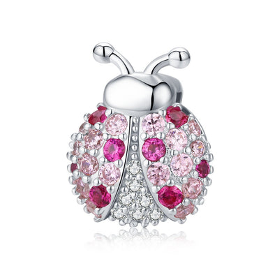 Pink Ladybird 925 Sterling Silver Clip Charm - jolics