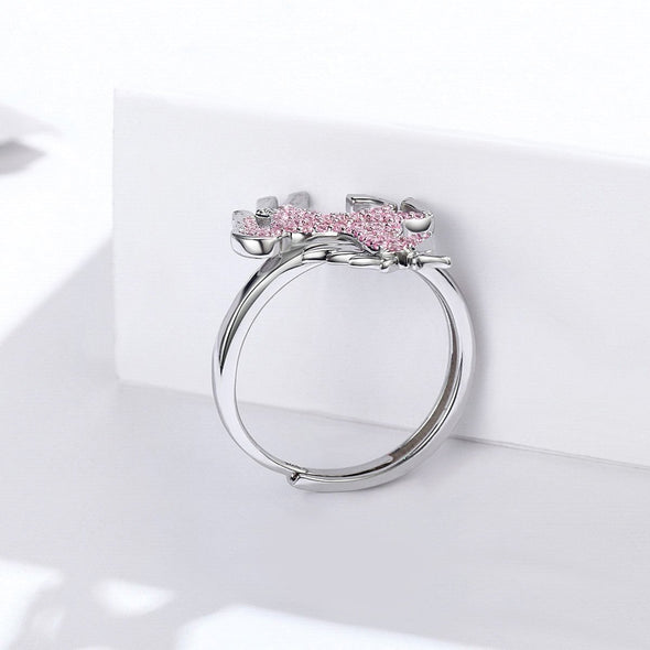 Pink Unicorn 925 Sterling Silver Open Ring - jolics