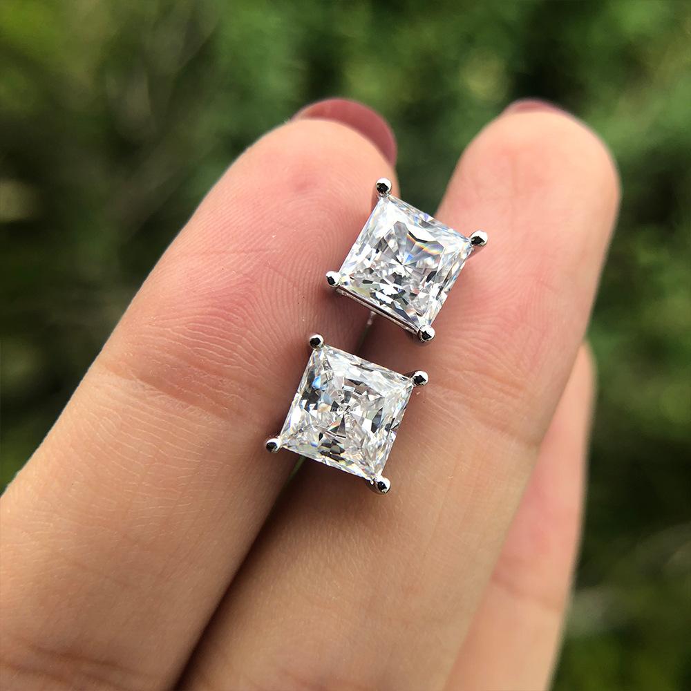 Princess Cut 925 Sterling Silver Stud Earrings - jolics