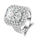 Princess Cut Double Halo Triple Row Stone Engagement Ring - jolics