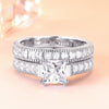 Princess Cut Double Prong Ring Set - jolics