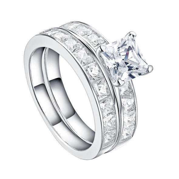 Princess Cut Half Eternity Ring Set - jolics