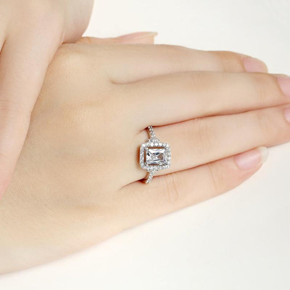 Princess Cut Halo Ring - jolics