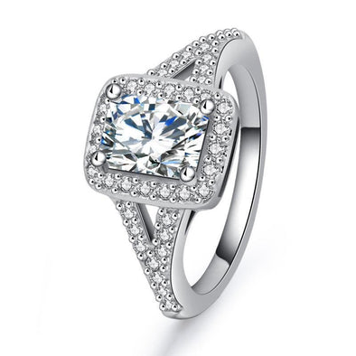 Princess Cut Halo Split Ring - jolics