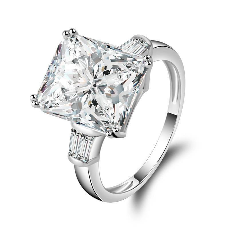 Princess Cut Solitaire Three Stone Ring - jolics