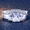 Princess Cut Three Stone Wedding Set - jolics