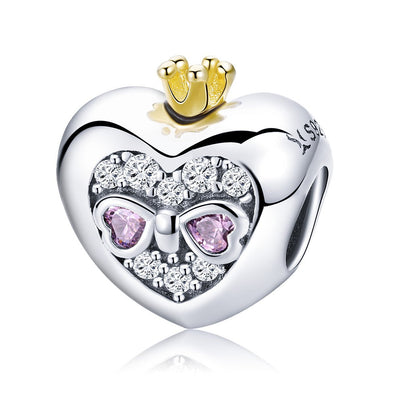 Princess Heart 925 Sterling Silver Bead Charm - jolics