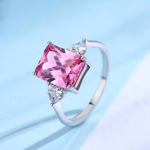 Princess&Pear Cut Three Stone Ring - jolics