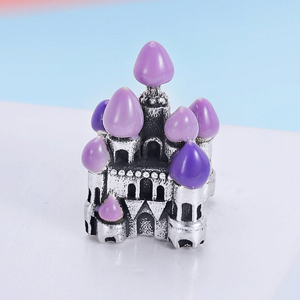 Purple Castle 925 Sterling Silver Bead Charm - jolics