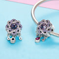 Purple Flower 925 Sterling Silver Dangle Charm - jolics