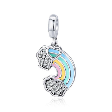 Rainbow 925 Sterling Silver Dangle Charm - jolics