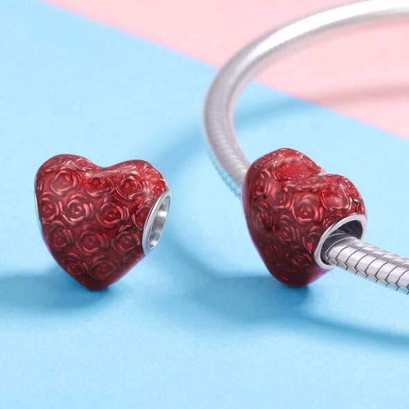 Red Rose 925 Sterling Silver Bead Charm - jolics