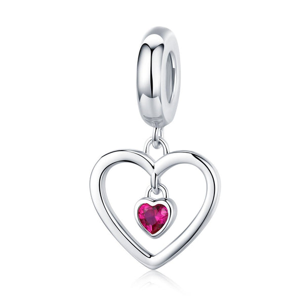 Reddish heartbeats 925 Sterling Silver Dangle Charm - jolics