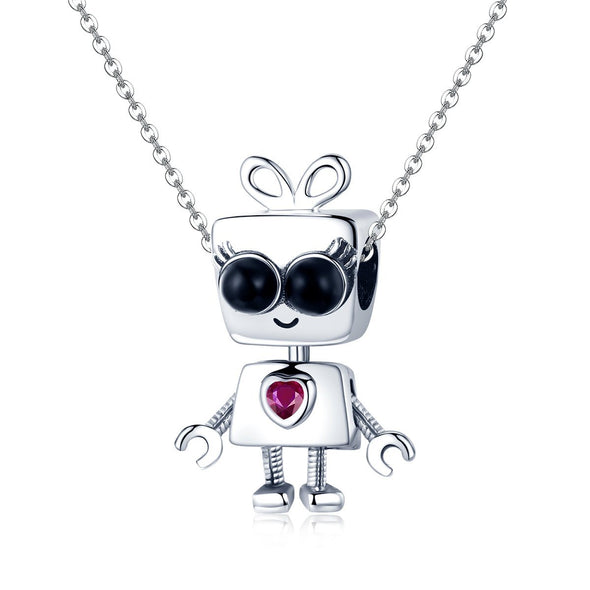 Robot 925 Sterling Silver Dangle Charm - jolics