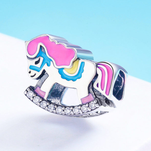 Rocking Horse 925 Sterling Silver Bead Charm - jolics