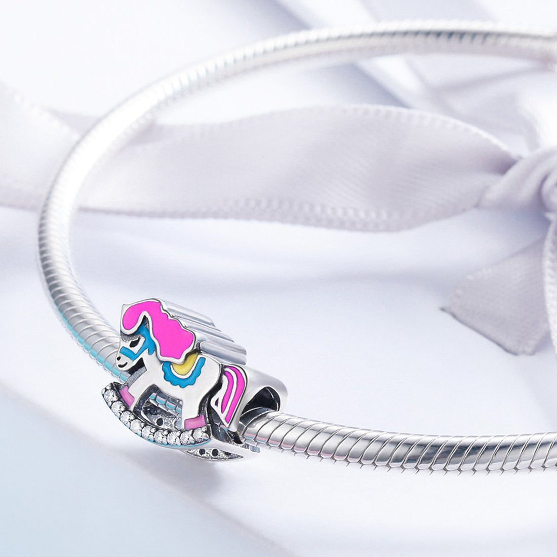 Rocking Horse 925 Sterling Silver Bead Charm - jolics