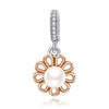 Rose Gold Pearl Flower 925 Sterling Silver Dangle Charm - jolics