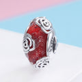 Rose Night 925 Sterling Silver Glass Bead Charm - jolics