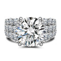 Round Cut 4.0 CT Solitaire Three-Row Sterling Silver Engagement Ring - jolics