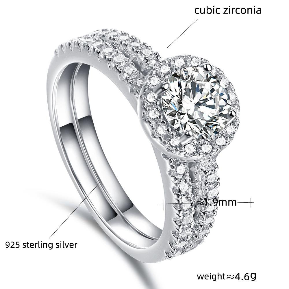 Round Cut Halo Classic Ring Set - jolics