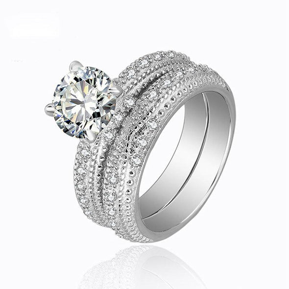 Round Cut Luxury Wedding Ring Set - jolics