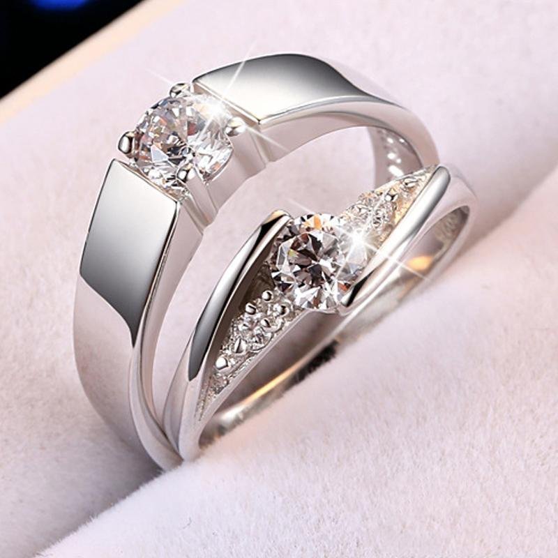 Round Cut Open Couple Rings - jolics