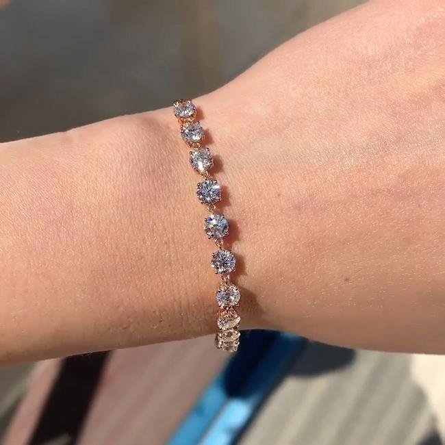 Round Cut Sparkling 925 Sterling Silver Tennis Bracelet - jolics