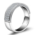 Round Cut with Three Rows of Stones 925 Sterling Silver Ring - jolics