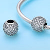 Round Sparkling 925 Sterling Silver Bead Pavé Charm - jolics