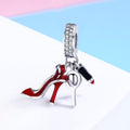 Sexy High Heel Shoe & Lipstick 925 Sterling Silver Dangle Charm - jolics