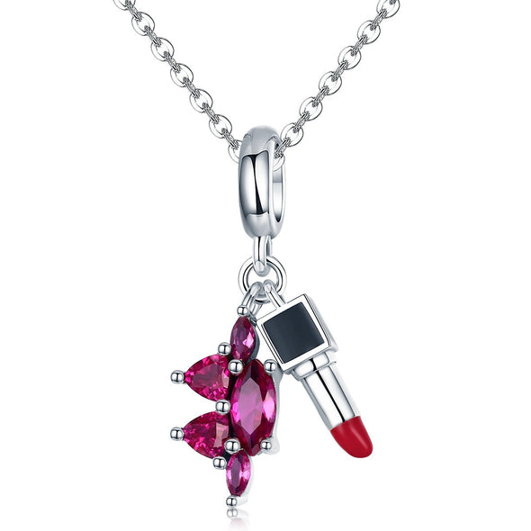 Sexy Lipstick 925 Sterling Silver Dangle Charm - jolics