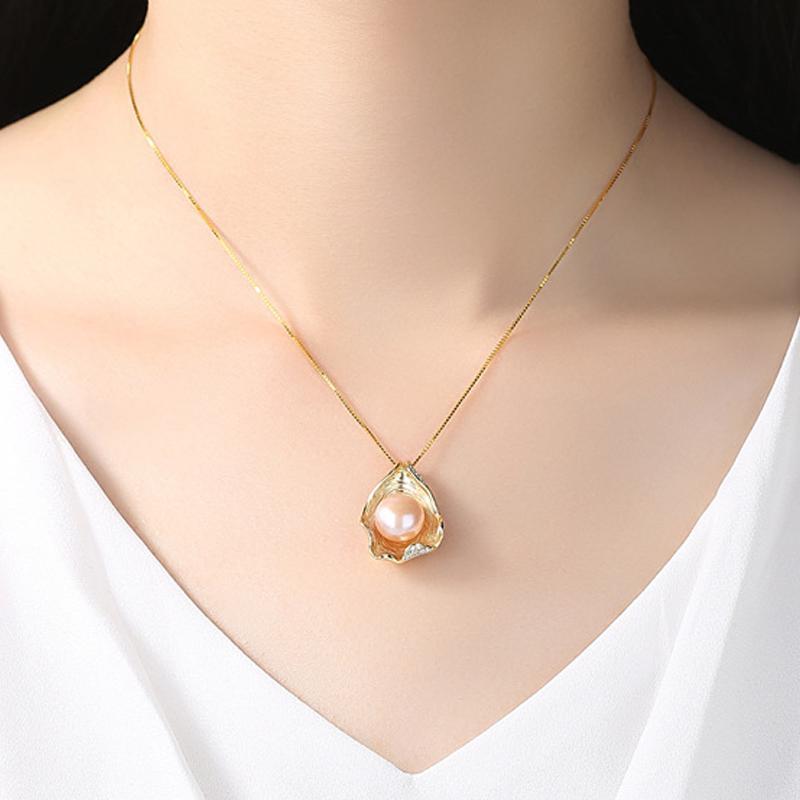 Shell Pearl Design 18K Gold Plated Pendant Chain Necklace - jolics