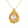 Shell Pearl Design 18K Gold Plated Pendant Chain Necklace - jolics