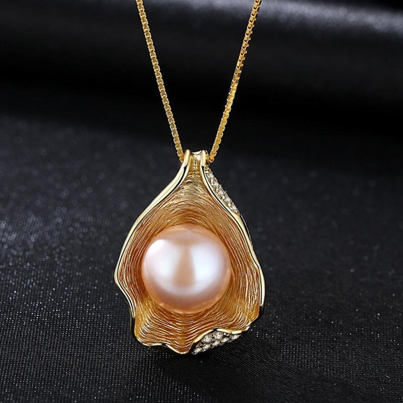 Shell Pearl Design 18K Gold Plated Pendant Chain Necklace - jolics