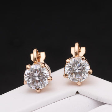 Simple 5 Prongs Solitaire Clip Earrings - jolics