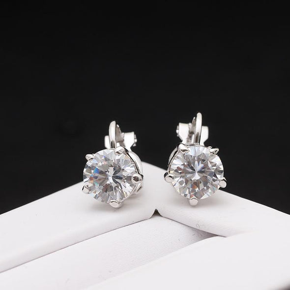 Simple 5 Prongs Solitaire Clip Earrings - jolics