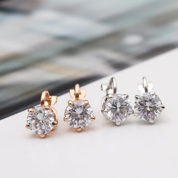 Simple 5 Prongs Solitaire Clip Earrings - jolics