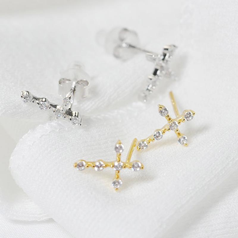 Simple Cross Earrings With Stones - jolics