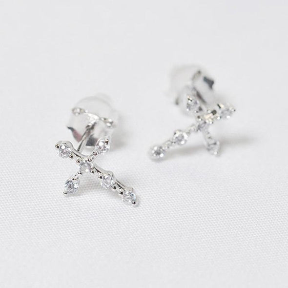 Simple Cross Earrings With Stones - jolics