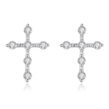 Simple Cross Earrings With Stones - jolics