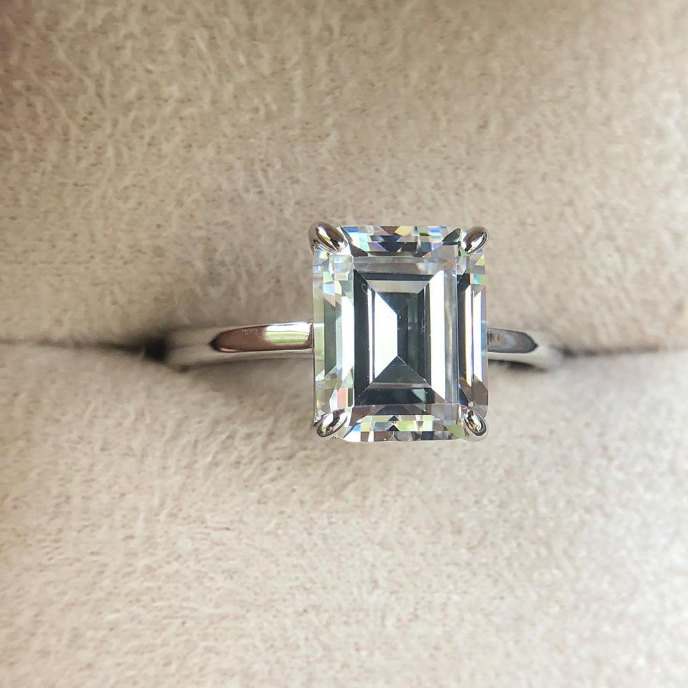 Simple Emerald Cut 925 Sterling Silver Ring - jolics