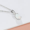 Simple Opal Oval Necklace - jolics