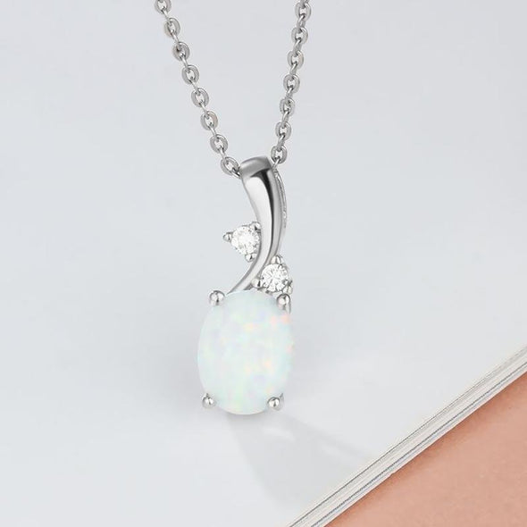 Simple Opal Oval Necklace - jolics