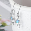 Simple Sea Wave Opal Inside Silver Drop Earrings - jolics