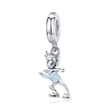 Skating Boy 925 Sterling Silver Dangle Charm - jolics